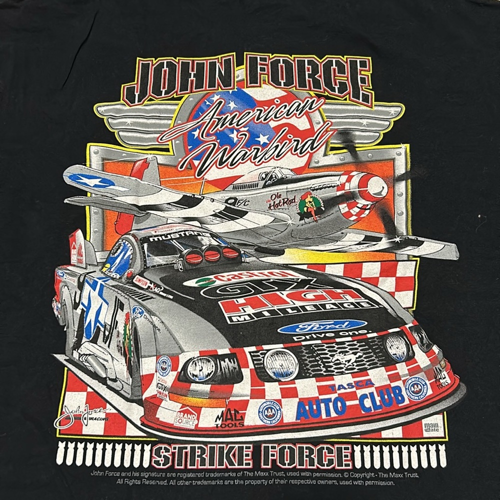 Black John Force Nationals T-Shirt size XL: American Warbird 2011, OshKosh, WI